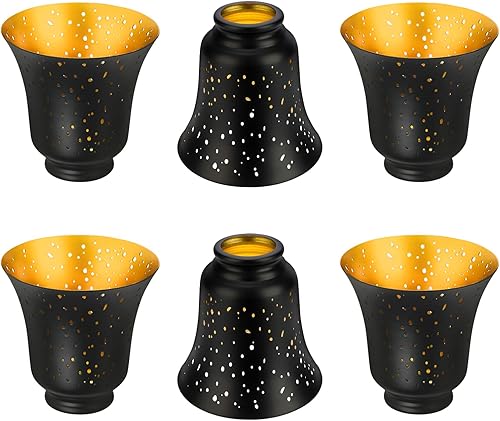 Miniatura 17 de Globos de repuesto para ventilador de techo, paquete de 4 globos de repuesto con patrón de crisantemo y adaptador de 1-5/8", ALUCSET de 4.5