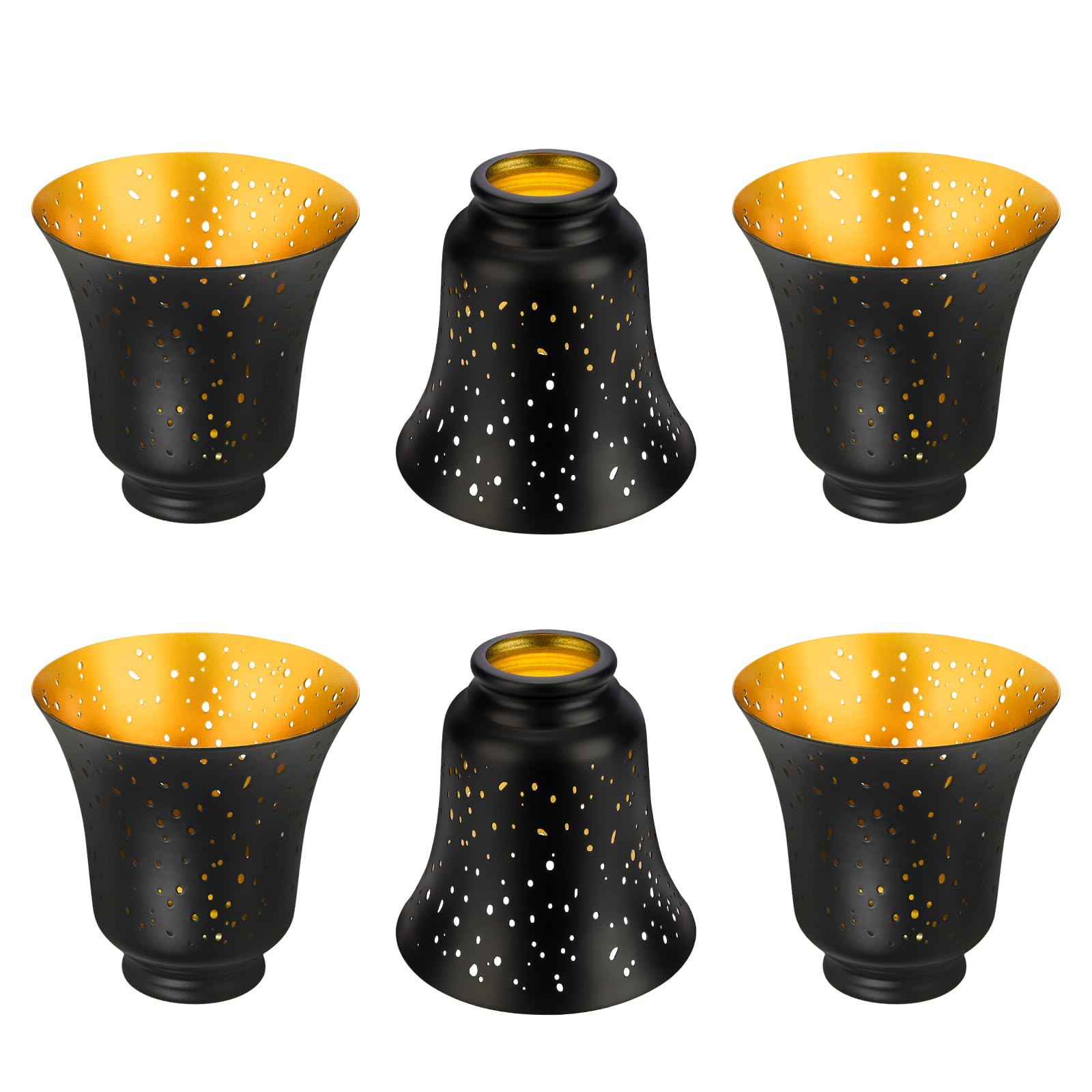 ALUCSET 6 Pack Ceiling Fan Light Covers Shade Replacementsr, 4.5" Height and 4-3/4" Diameter, Metal Bell Shaped Cover