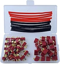 YIXISI 25 Paar T-Stecker, T-Steckverbinder, mit 1m Schrumpfschlauch für RC LiPo Akku