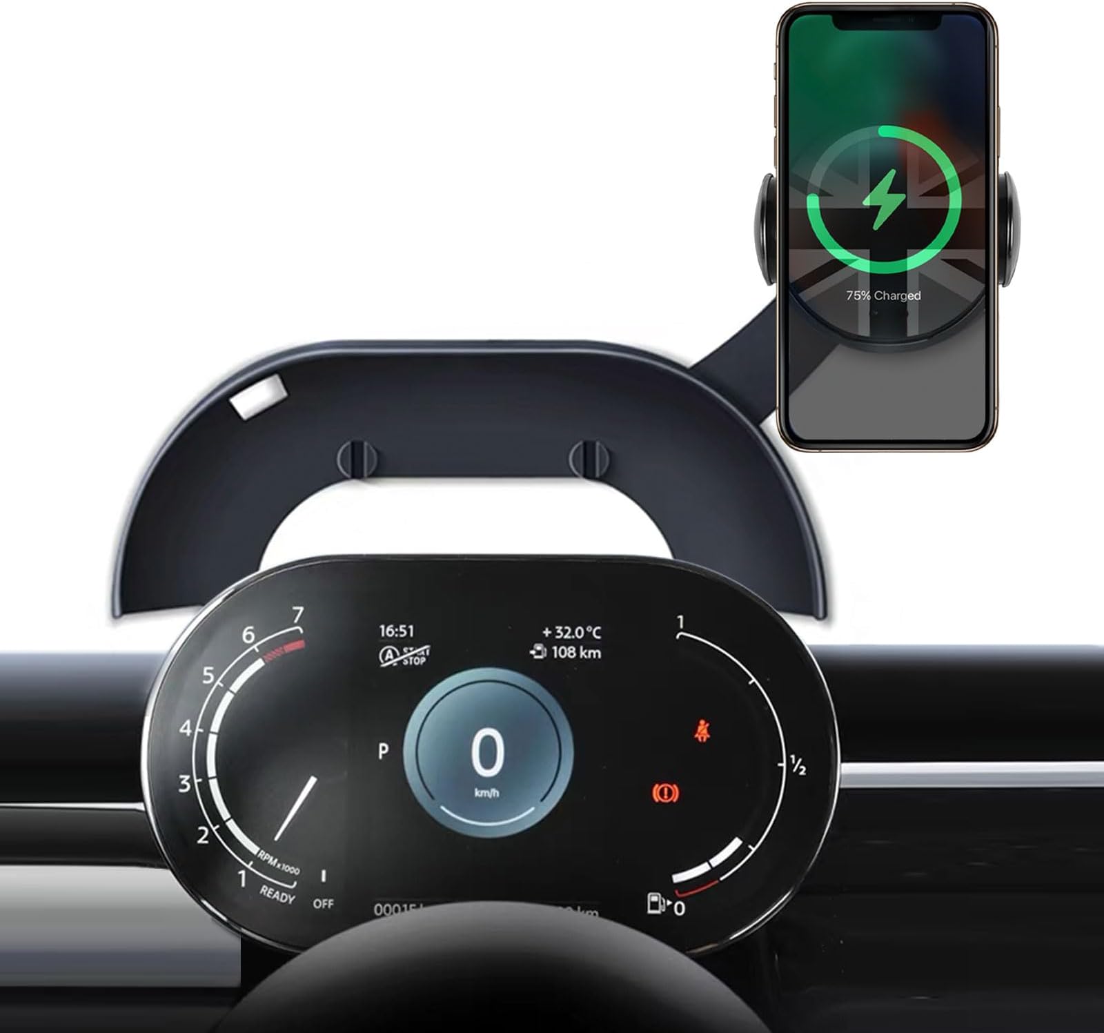 Persevere for Mini Cooper Phone Holder F54 F55 F56 F57 with Auto Charging for Display Dashboard Car Phone Mount, Fits 4-6.9" Smartphones, Right (Not Supported All Countryman F60/R61)