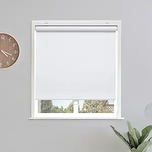Blackout Roller Shades Blinds Cordless for Windows Pull Down Room Darkening Door Blinds with Thermal Insulated Easy to Install for Living Room,Bedroom,Home,Office Bathroom White 52" Wx72 H
