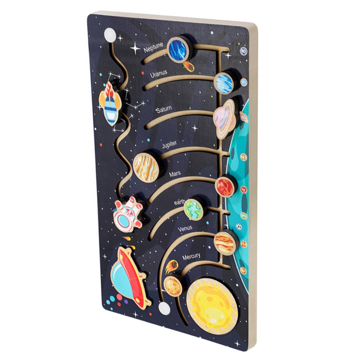 Milisten Puzzle del Solare in Legno per Bambini, Giocattolo Educativo di Pianeti, Migliora le Abilità Cognitive e Sociali, per Attività di Apprendimento Prescolare