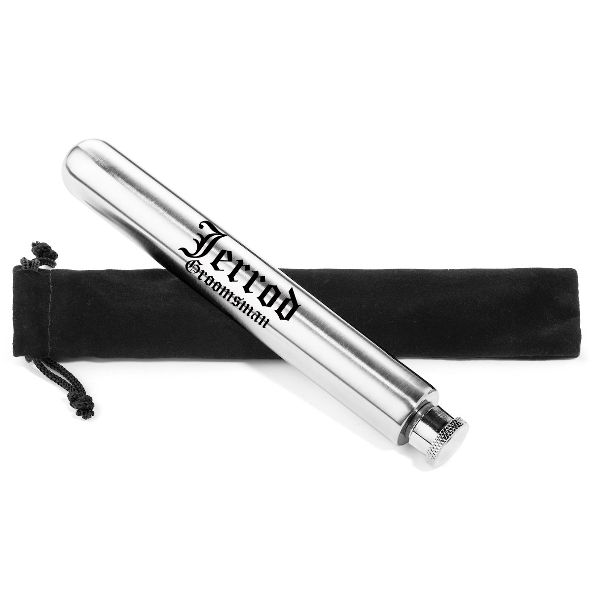 Engraved Custom Personalized Liquor Tube Flask Stainless Steel with Velvet Storage Bag