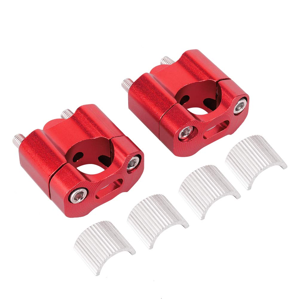 1 Paire de Colliers de Serrage de Guidon, Colliers de Serrage Universels pour Guidons en Alliage d'Aluminium CNC - 22 mm et 28 mm(rouge)