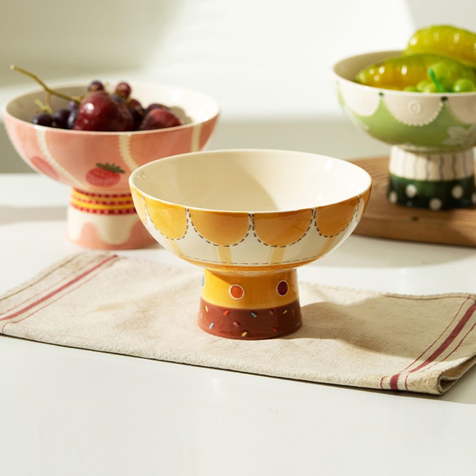 Ceramiczna miska na owoce, dekoracyjna taca na cokół do kuchni i jadalni