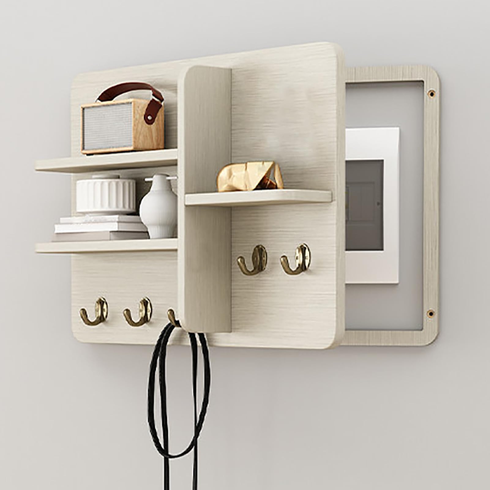 Copertura per contatore Elettrico, Copertura per Scatola fusibili da Interno con Ganci, Copertura per Pannello Elettrico in Legno massello con ripiano per Ingresso/corridoio, Coper