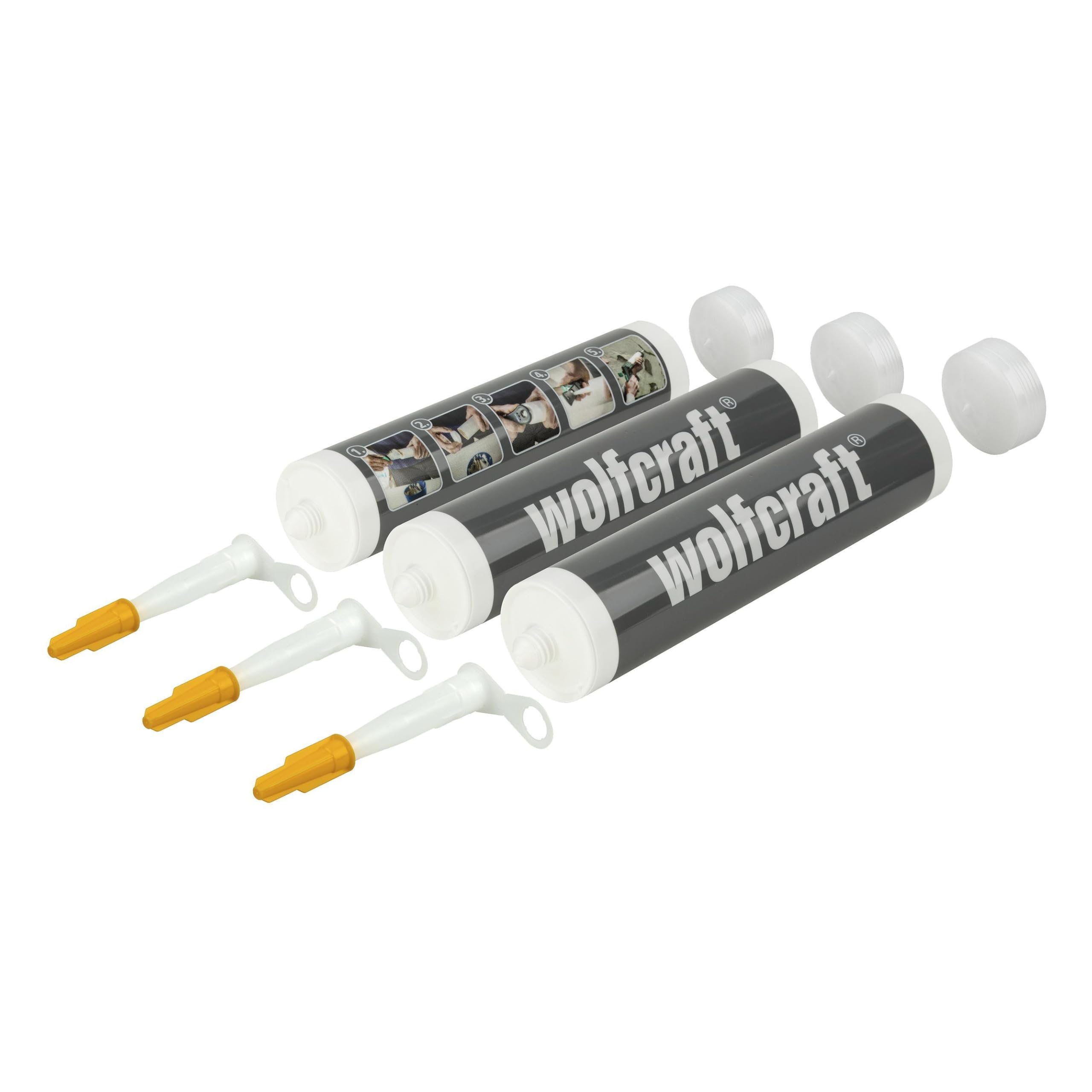 wolfcraft empty cartridges 310 ml, 3 pieces I 4044000 I For self-mixing joint sealants - resealable - Practical with sealing cap