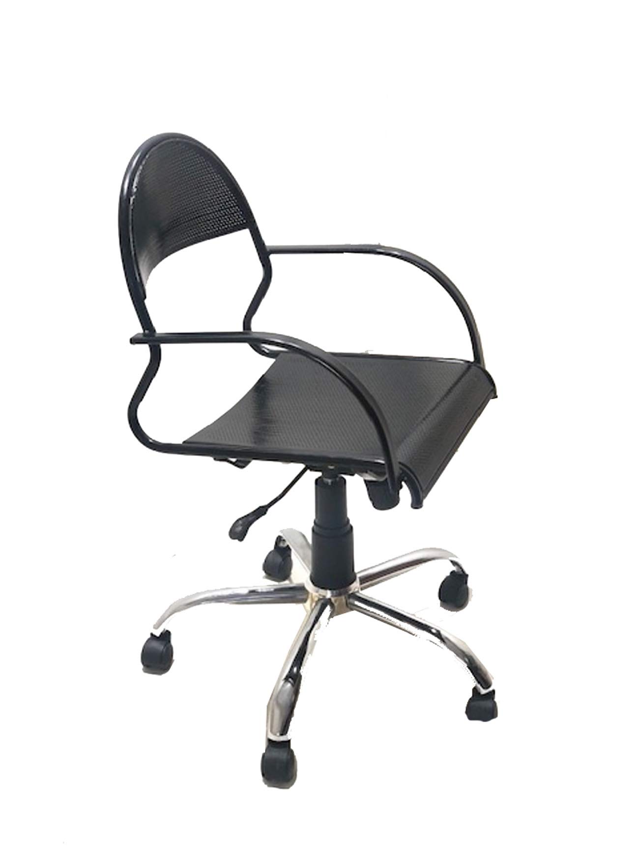 Shree Perforated Low Back Metal Study Office Computer Chair (Carbon Black)