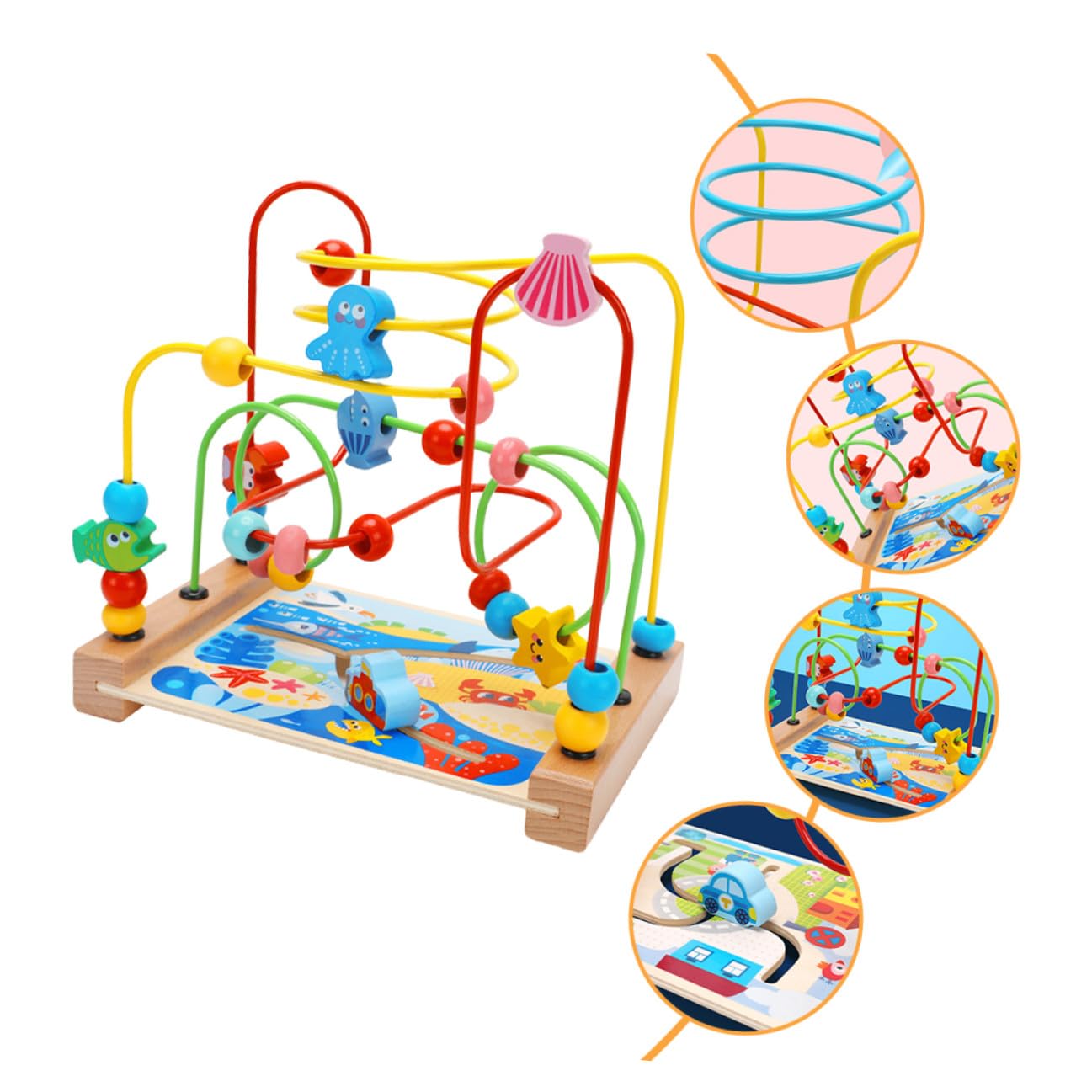 ORFOFE Giocattoli Montessori Bead Maze Roller in Legno per Bambini | Giocattoli Sensoriali, Giochi Interattivi per Festa di Compleanno e Back To School Party