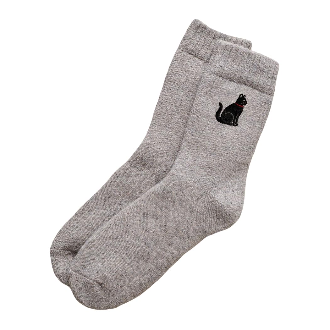 Sweet William Designs Black Cat Embroidered Wool Socks