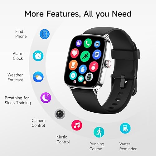 Miniatura 9 de Reloj inteligente para hombres y mujeres, reloj inteligente HD de 1.85 pulgadas compatible con iPhoneSamsungAndroid (respuestahacer llamadas), más