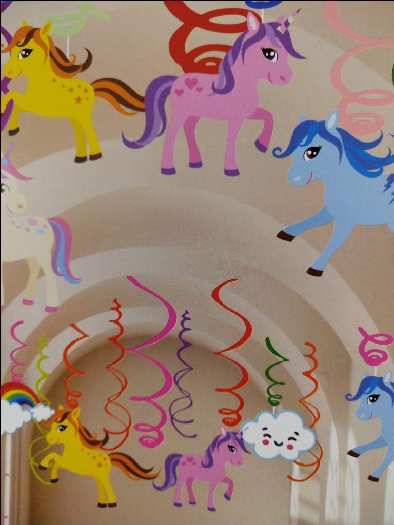 Rozi Decoration Unicorn Hanging Swirl Decor β 6 Pcs Multicolor Paper 2