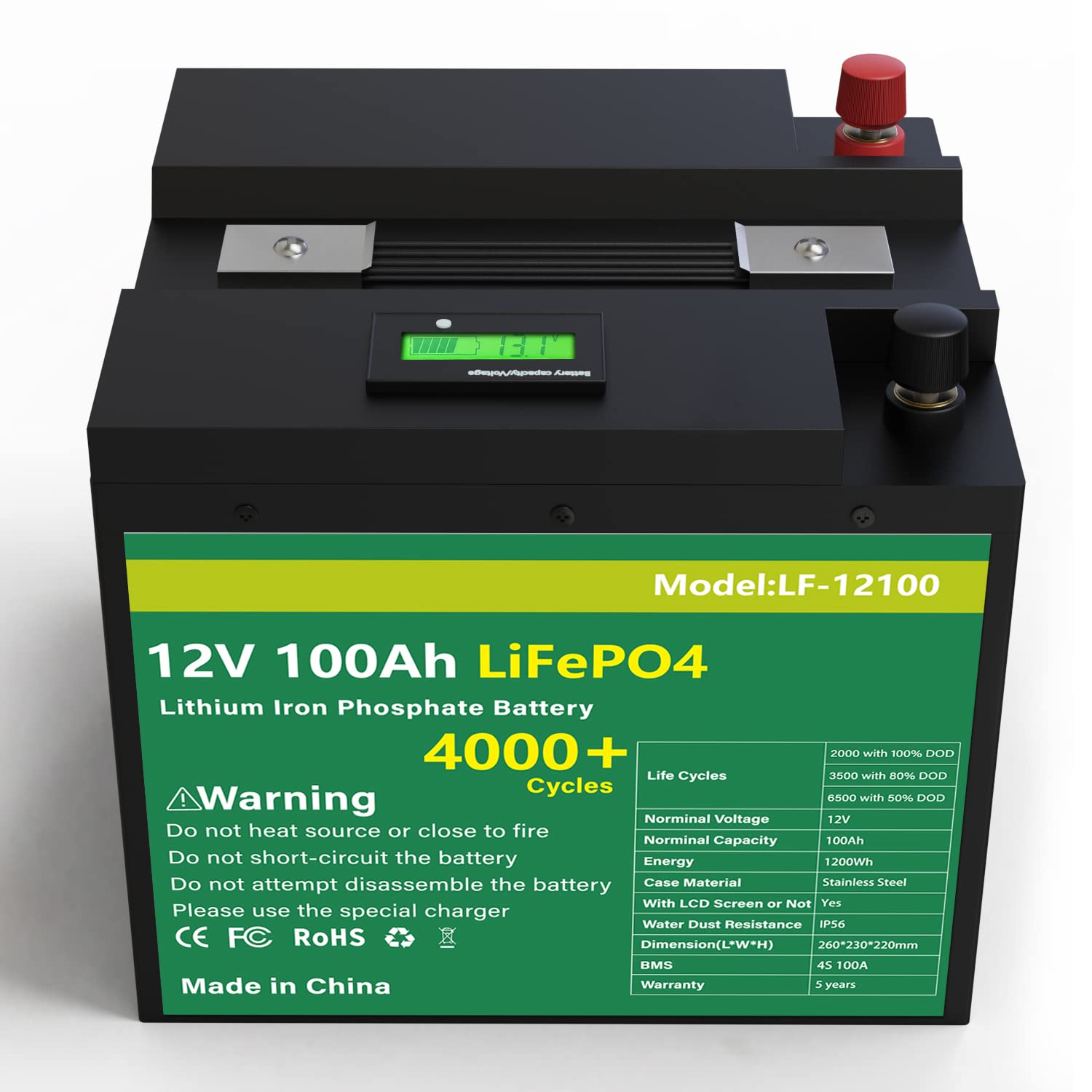 Amazon.co.jp: 12V 100Ahリン酸鉄リチウムイオンバッテリーLiFePO4充電