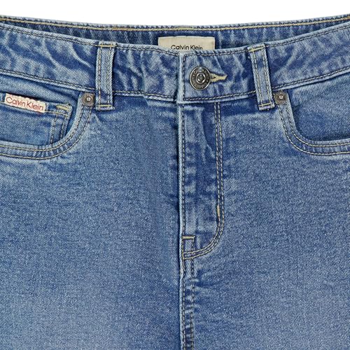Calvin Klein Girls' 5-Pocket Flared Leg Jean, Zipper Fly & Button Closure, Two-Tone Andrew Wash, 10 - image 3