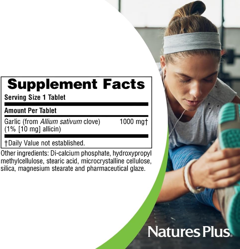 NaturesPlus Ultra Garlite 1000 mg - 90 Tablets - Reduced-Odor Garlic - Nutritional Support for Free-Radical Defense & Immune Health - Sustained Release - 90 Servings