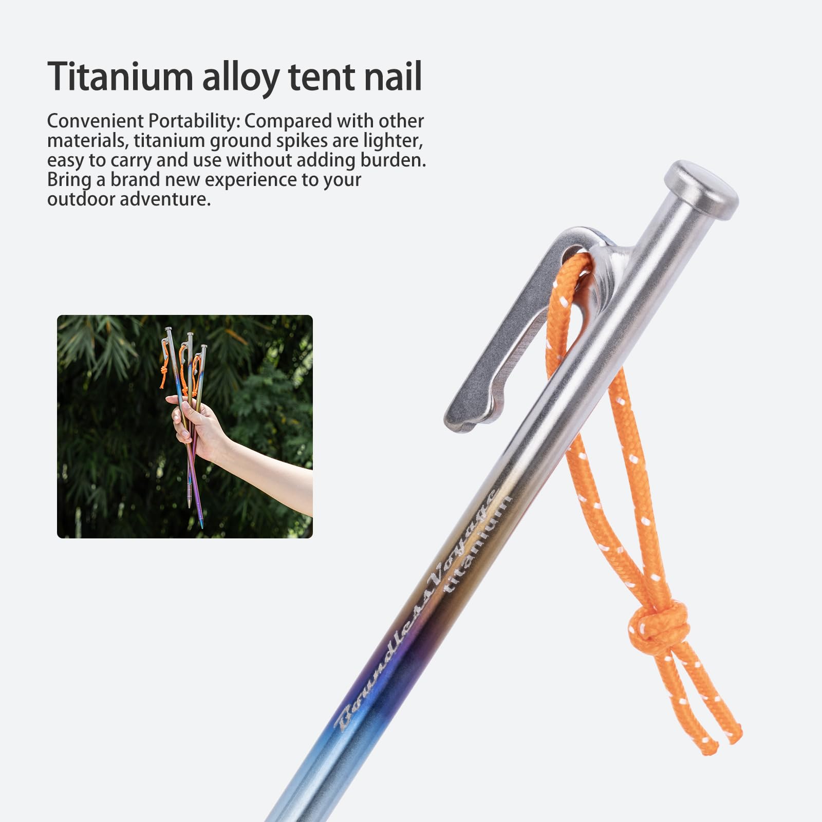 iBasingo 30cm Titanlegierung Zeltheringe Camping Zeltnägel 6 Stück Ti4016P