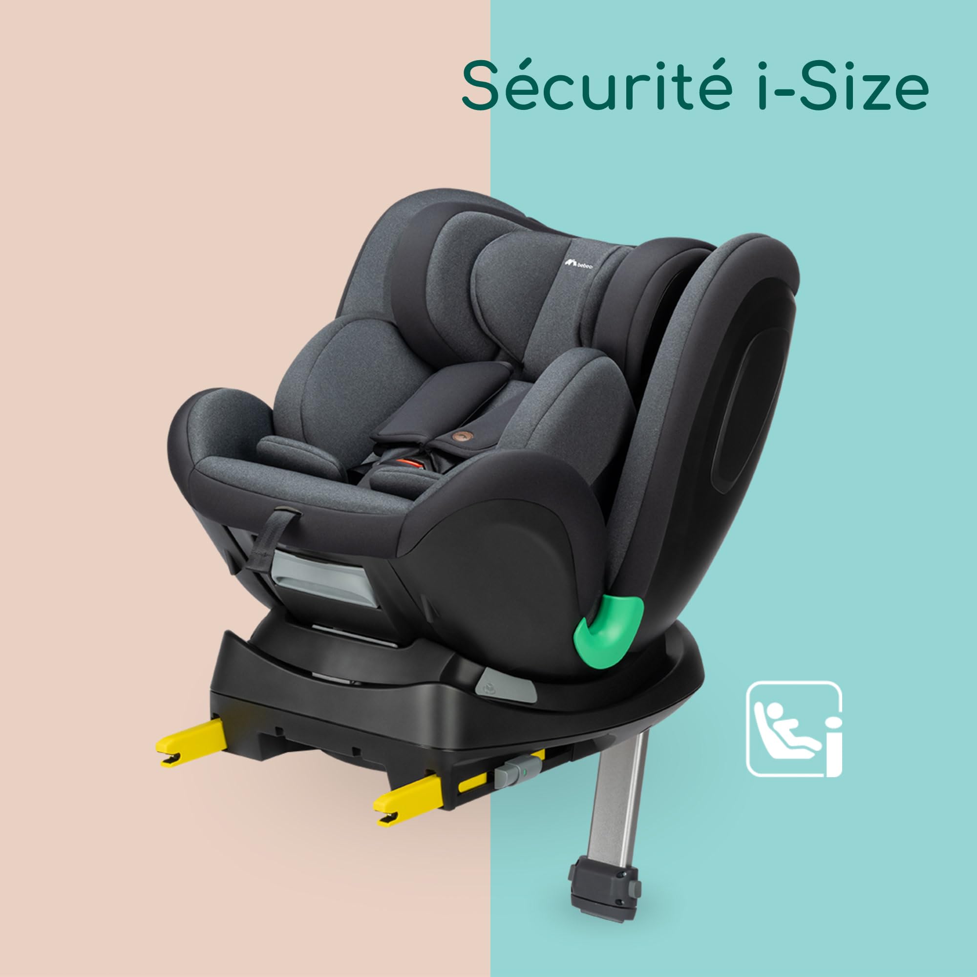 Bebeconfort EvolveFix Plus i-Size, Siege Auto 360, 0-12 Ans, 40-150 cm, Siège Auto ISOFIX, 10 Positions d'Appui-tête, 4 Positions d'Inclinaison, Protection Contre les Chocs Latéraux, Tinted Black