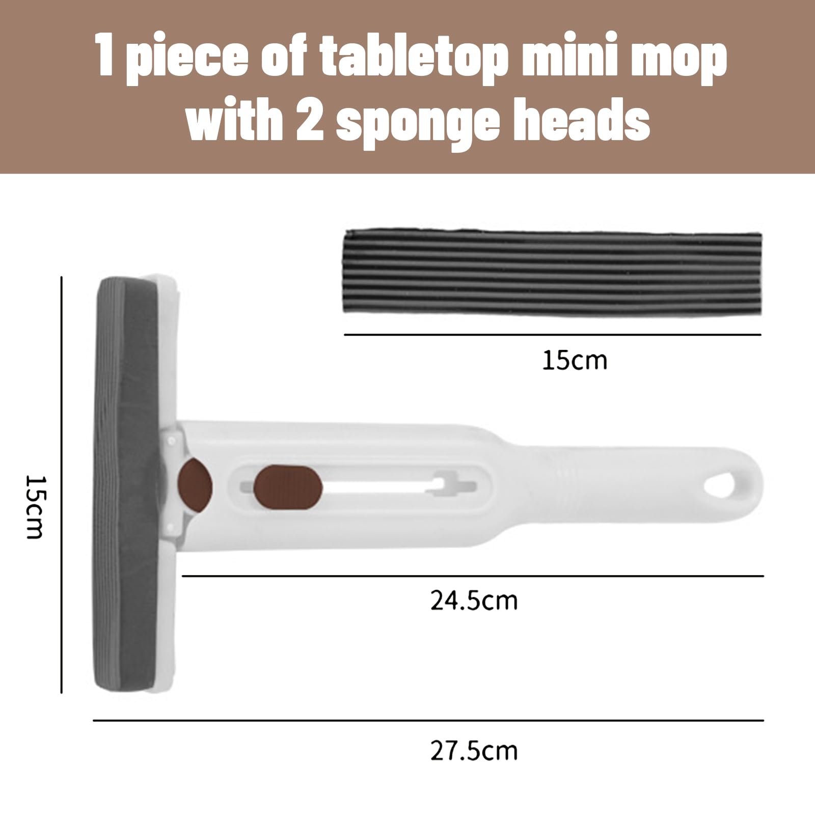 mini mop, przenośny mokry mop, bez prania ręcznego, samościskający mop, bardzo chłonny mop gąbki, łatwy do czyszczenia na sucho z 2 gąbkami do napełniania