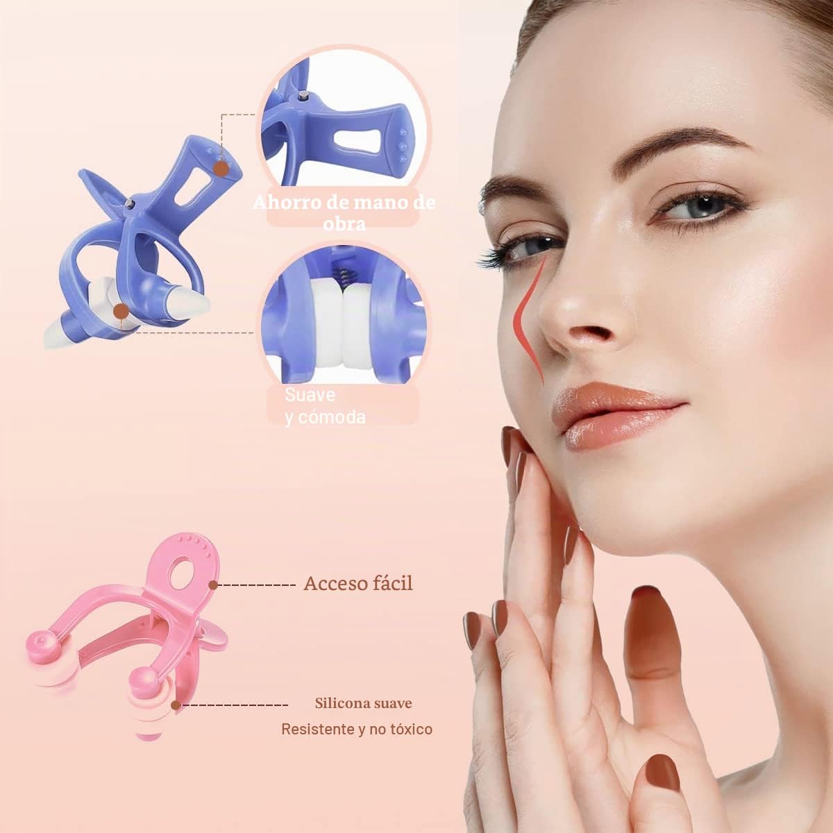 Clip Elevación Nariz TAIZER 6PCS Clip Moldeador Nariz Clip Elevación Belleza Nariz Elevación Enderezar Corrector Nariz Kit Moldeador Clip Moldeador Elevación Nariz Puente Nasal Enderezador Dispositivo