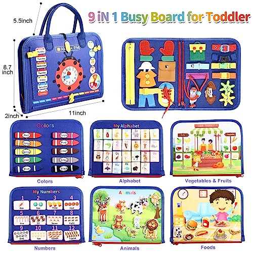 Minibear Busy Board Montessori Toys For 1 2 3 4 Year Old Girls Boys Gifts, Autism Sensory Toys For Toddlers Educational Travel Toys For Plane Car Activities Preschool Learning Fine Motor Skills Toys #TOP1