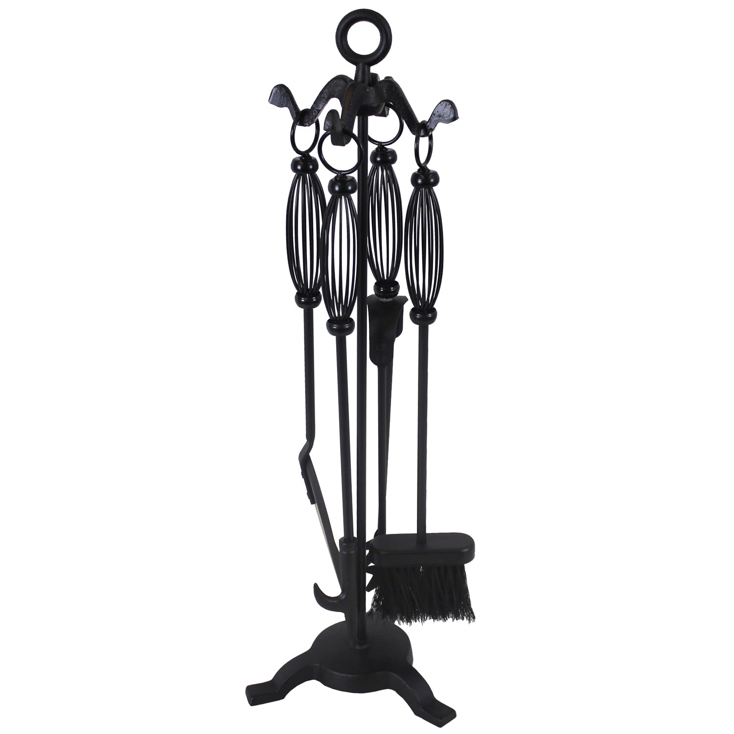Jvl Black Pennine Iron Fireside Fire Tools 5 Piece Companion Set