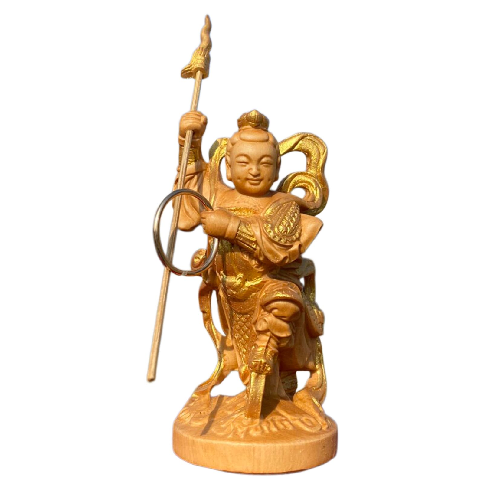 Estatua de Buda de boj Escultura china Feng Shui Estatua de Buda tallada a mano (B)