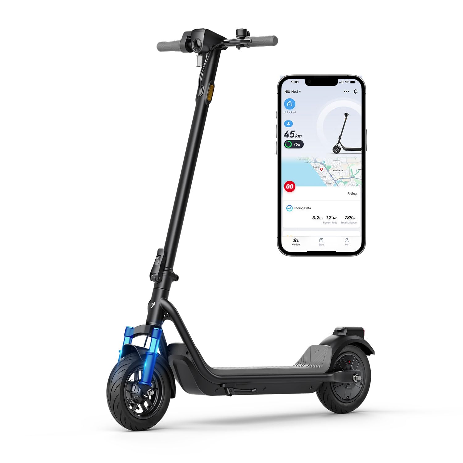 NIU K100P/K200F/K200F/K300P Electric Scooter Adults - E Scooter with Suspension, 600-900W Peak Power, 18-34 Miles Max Range, Top Speed 17.4-20MPH, Commuting E-Scooter, Folding Handlebars(Only K200F)
