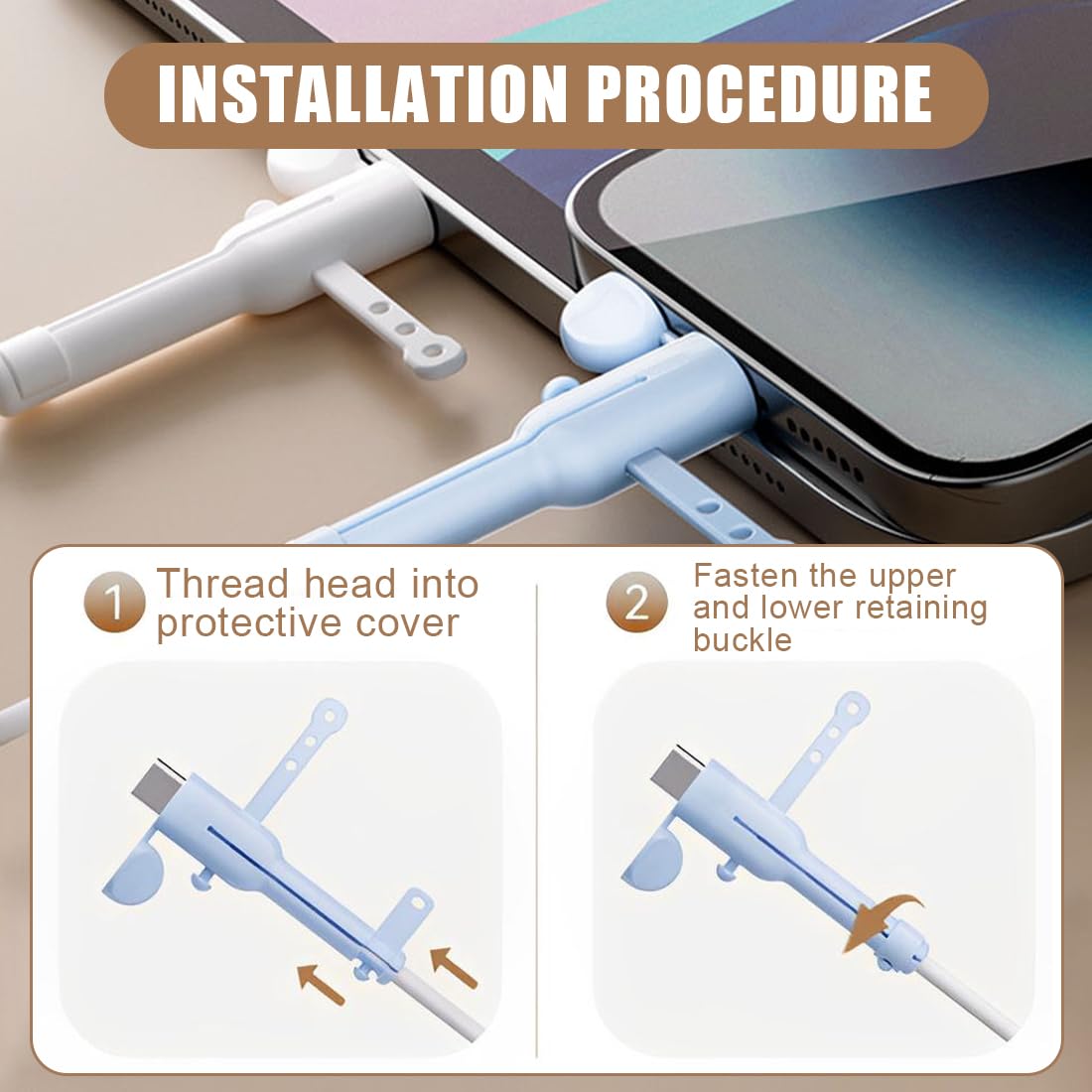 4 Pezzi Proteggi Cavo Cellulare, Proteggi Caricatore per iphone, Gel di Silice Protezione Cavo Caricabatterie con Copertura Antipolvere, 2 in 1 Simpatico Protezion Cavo (Bianco)