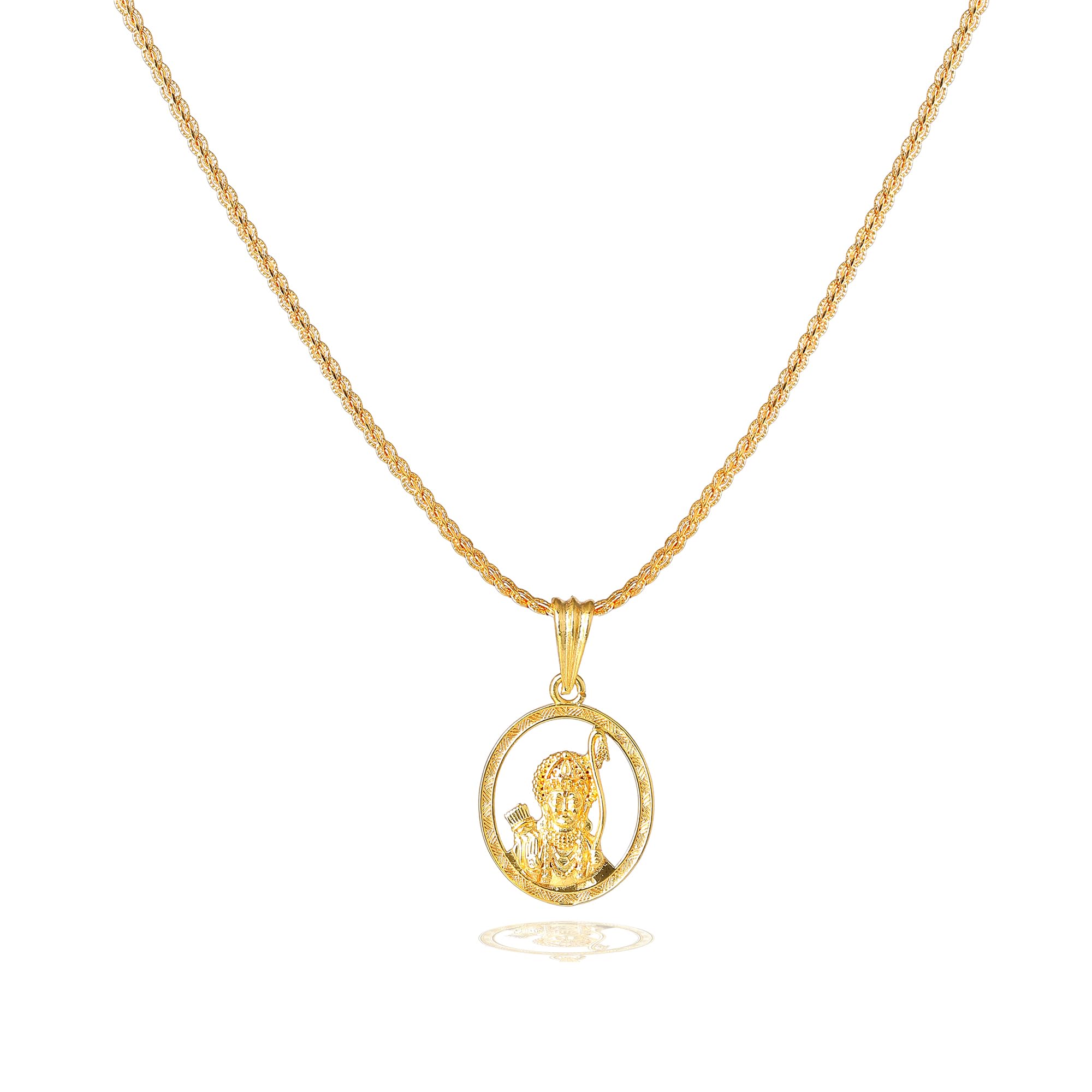 gehena by estele Fashion Jewelry Bhagawan Lord Rama Pendant for Men: Gold Plated Sacred Raghunandana Shri Rama Pendant with Chain Temple Jewelry for Men and Women (Unisex)-OSAK017-IG PENDANTS-picture-12