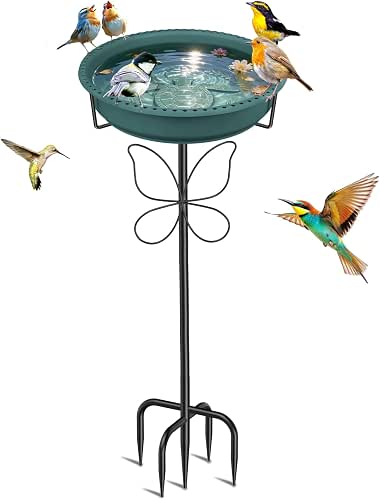 Bird Bath for Outside, Garden Freestanding Birdbath & Birdfeeder with