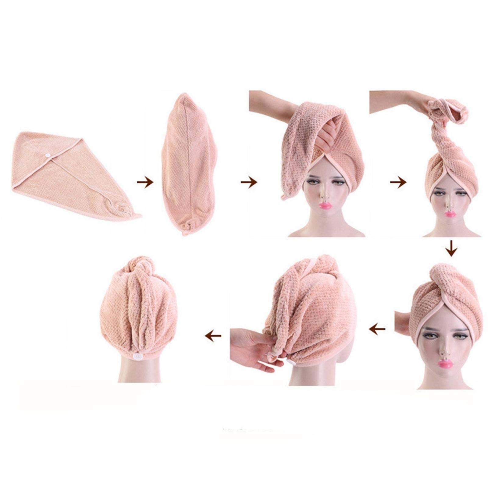 2 Turbanti Asciugacapelli In Microfibra - Morbidi E Assorbenti Per Donne E Bambini - Foto 5