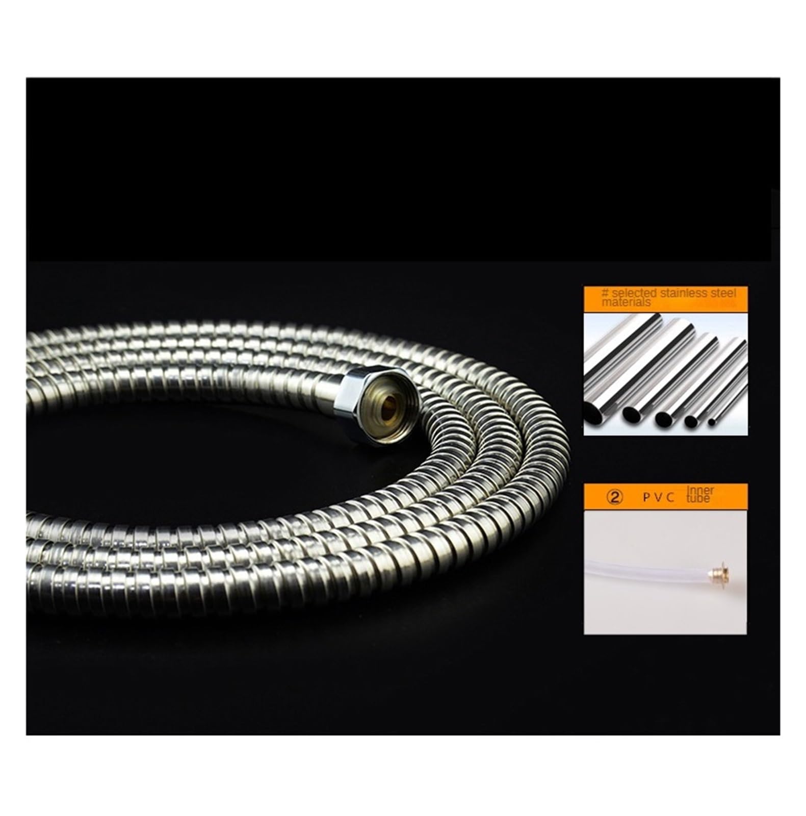 Edelstahl-Brauseschlauch 1/1,5/2/3/4/5/10 m Duschrohr mit universeller Passform Warmwasseranschluss Metallschlauch für Wasserenthärter und Duschkopf (150 cm)