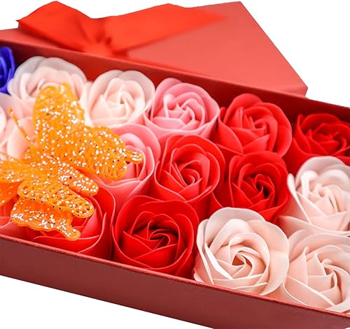 Miniatura 5 de JIALEEY 33 piezas de jabón de baño perfumado floral pétalos de rosas, aceite esencial para plantas, juego de jabón de rosas, ideas de regalo para