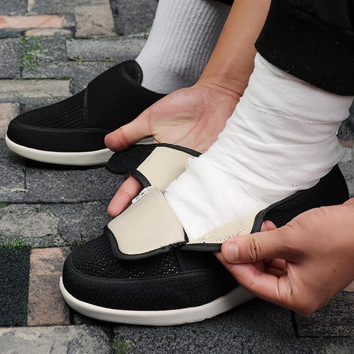 Image of Diabetic Shoes for Men Wide Width Elderly Men's Diabetic Shoes Adjustable Closure Breathable Lightweight Non Slip Air Cushion Sneakers for Swollen Feet Edema