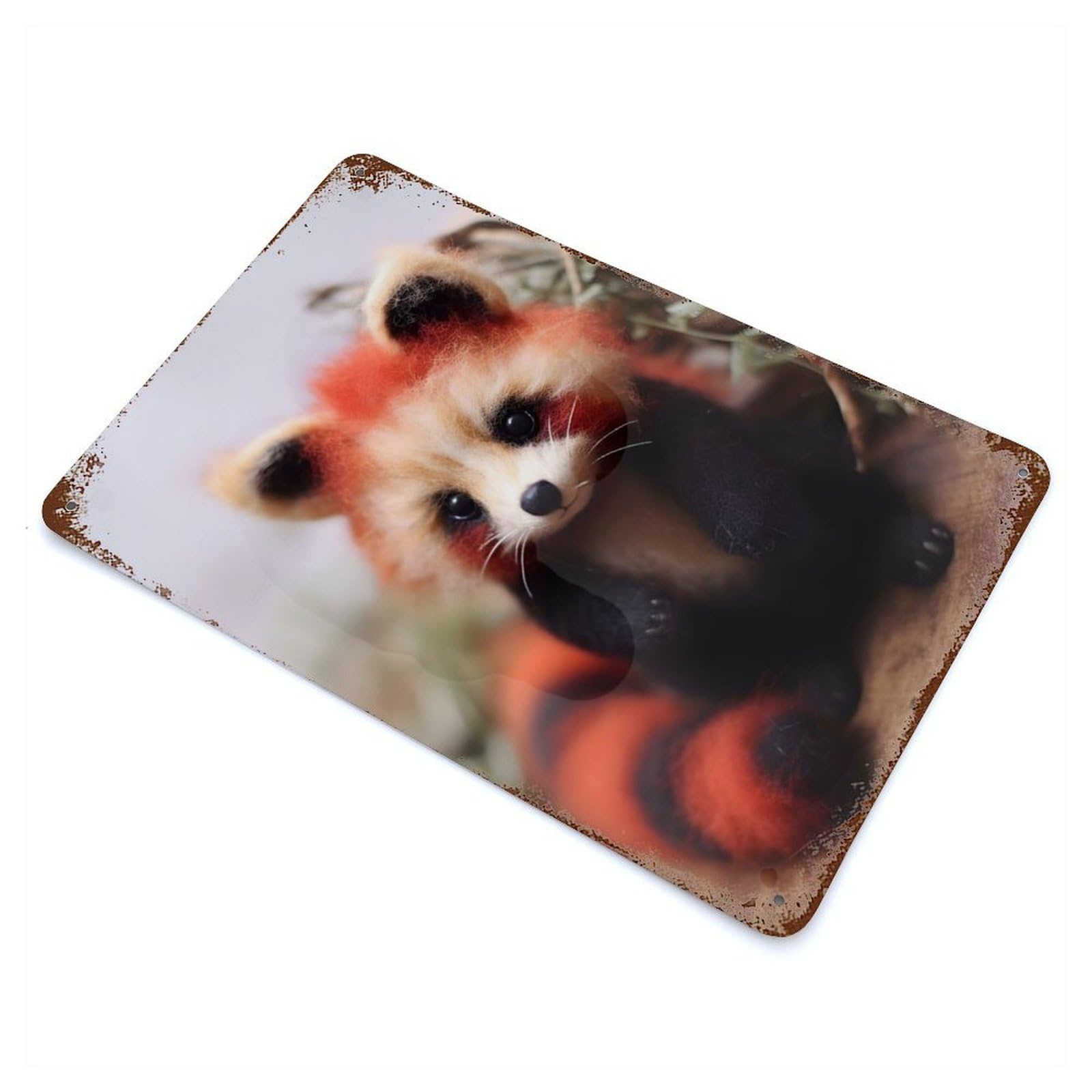 Rust Effect Red Panda Furry Panda Bear Rusty Metal Tin Sign 11.8"x7.9", Farmhouse Wall Decor for Shed, Workshop And Garage Wall Decor