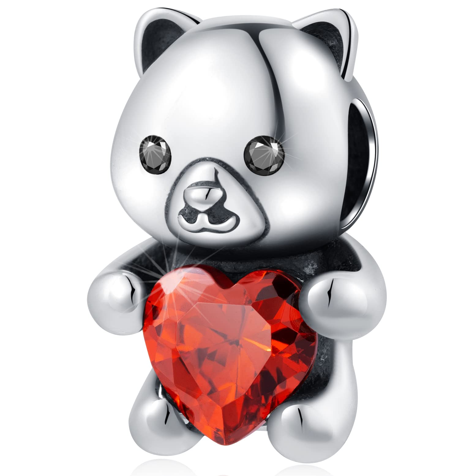 Teddy Bear Charms Hug My Heart fit Pandora Valentines Day Bracelet 925 Sterling Silver I Love You Bear