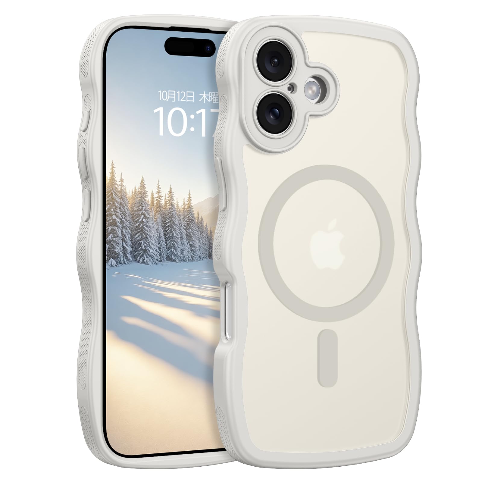 Telaso iphone17 用 ケース ウェーブ 半透明 MagSafe対応 マグネット搭載 TPU PC アイフォン17 6.3インチ ケース ワイアレス充電対応 指紋防止 耐衝撃 黄変防止 レンズ保護 滑り止め マット感 波状 可愛い 薄型 グレー