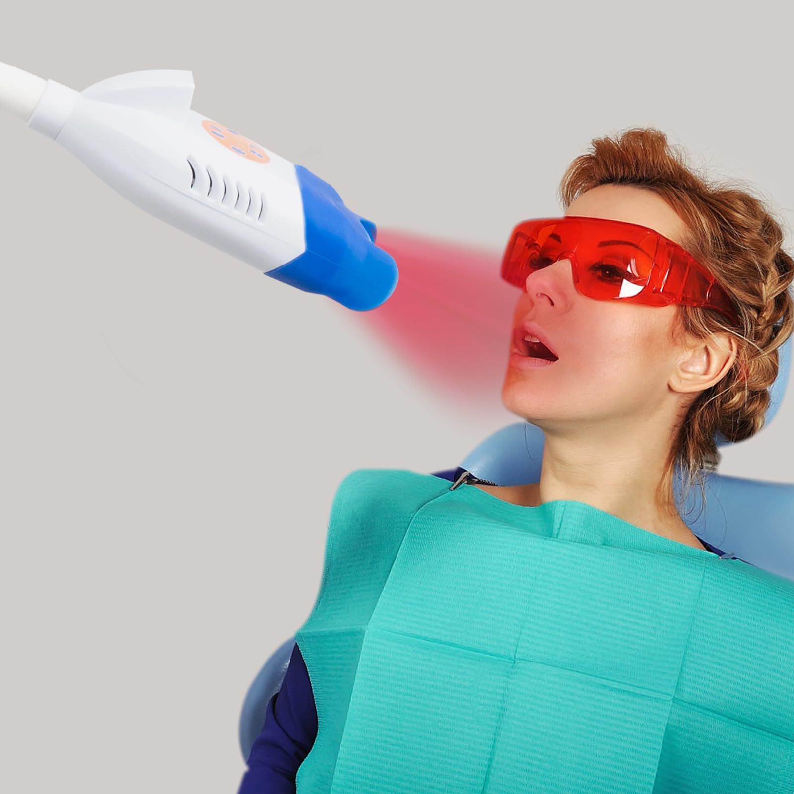Dispositivo de blanqueamiento dental, lámpara de blanqueamiento dental, 6000 MW/CM² con 10 LED, lámpara blanqueadora de dientes con protectores bucales esterilizables, apagado automático 20 min, para