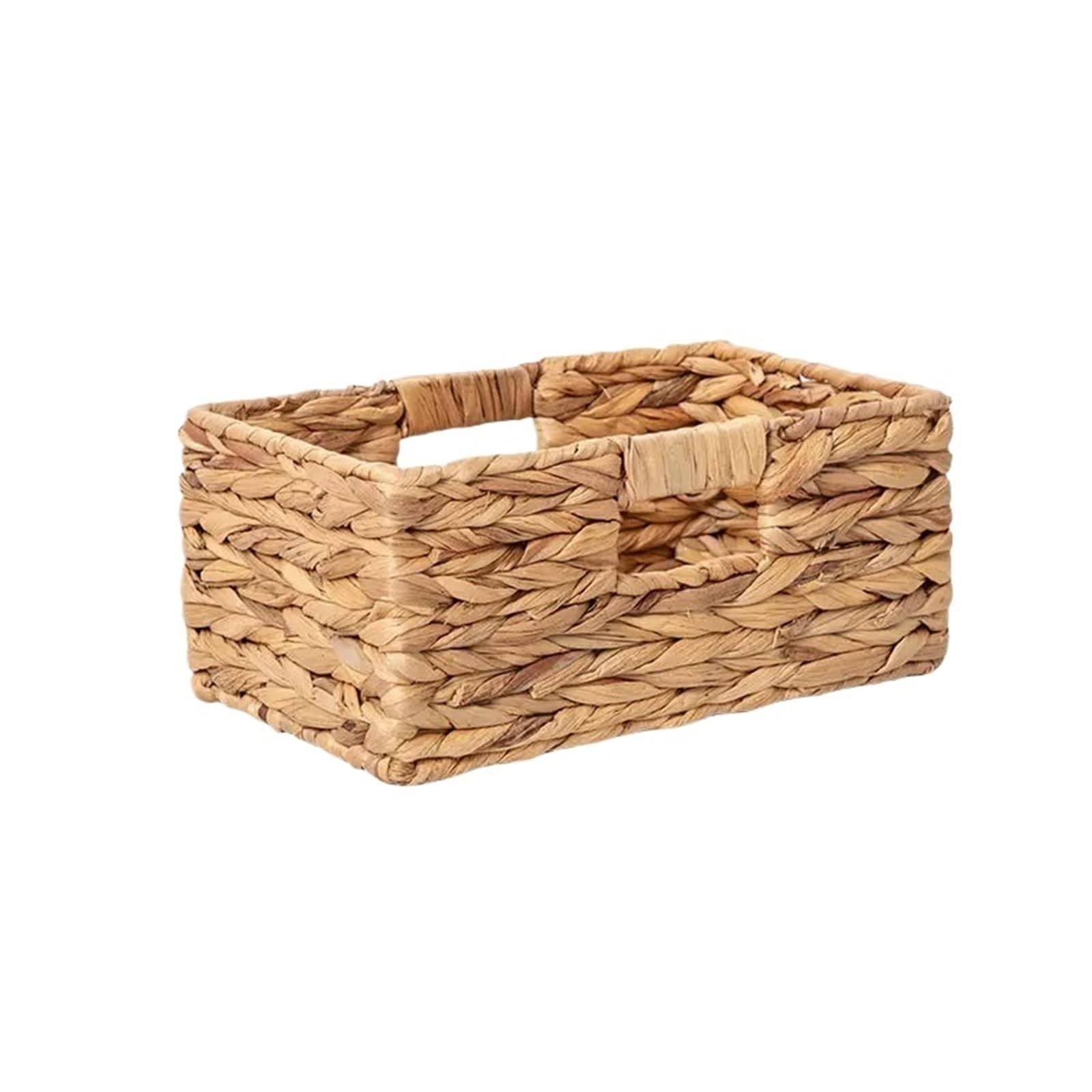 Hand Woven Magazine Holder Handmade Calabash Grass Woven Storage Basket Decorative Organizer For Toys Cosmetics Sundries Snacks Lightweight Wicker(30 * 18 * 13cm)