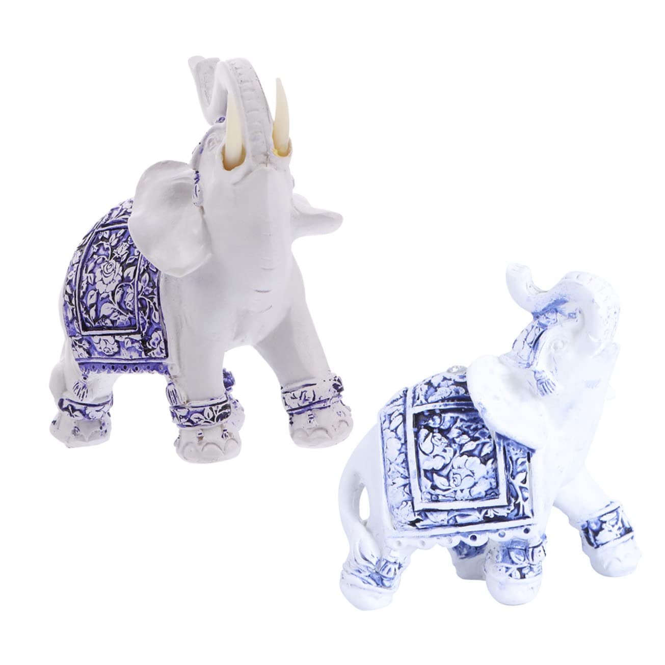 MAGICLULU 2 Series Adornos De Elefante De Porcelana Azul Y Decoración Adornos De Jardín Al Aire Figura Decorativa De Elefante Figuras De Elefante Resina 2 Piezas*2