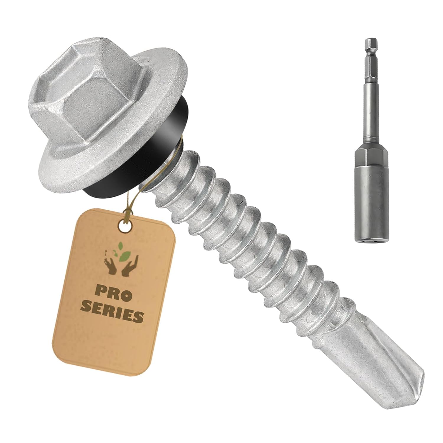 150pcs #12 X 1-1/2” Roofing Screws, Self-Drilling, Hex Head with Leak-Proof EPDM Washer, 1500H Salt Spray Tested, Silver-Coated Carbon Steel, Metal-to-Wood/Metal, Hex Socket Included