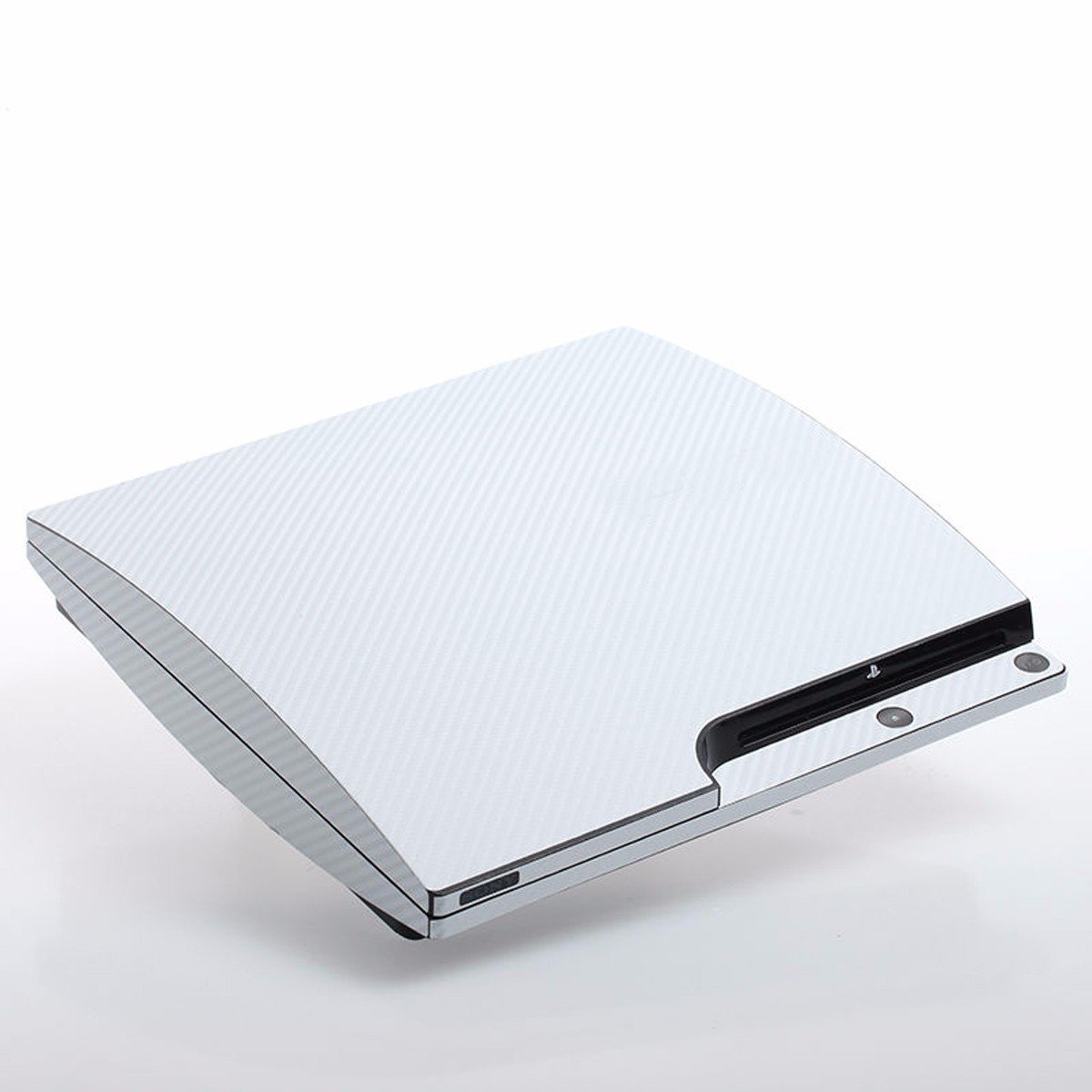 Autocollant De Couverture De Peau De Carbone Blanc pour La Station De Jeu Ps3 Slim 2 Contrôleurs
