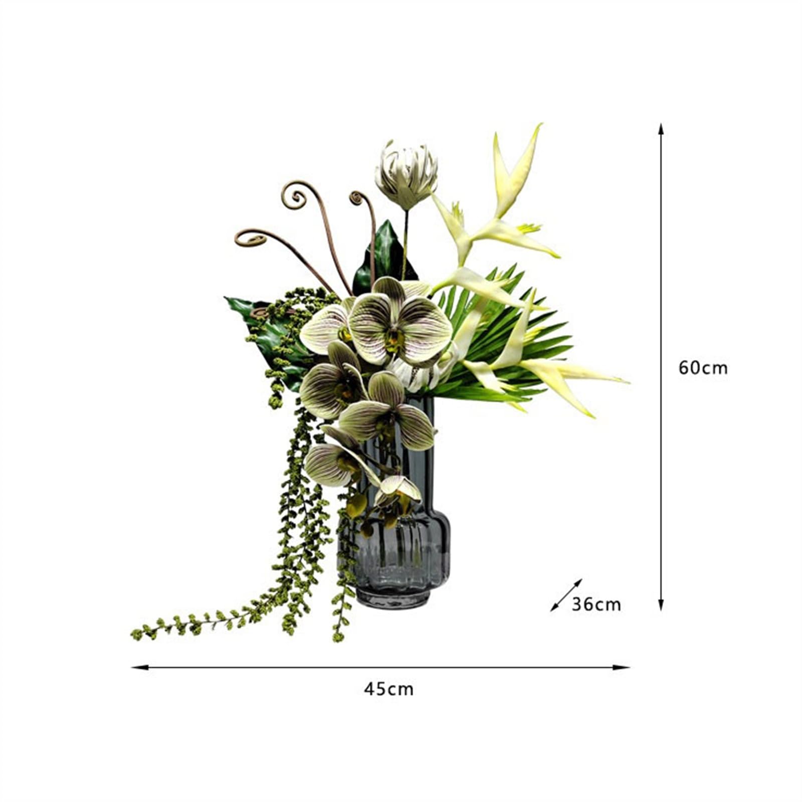 Fiori Artificiali Simulazione Disposizione del Verde Soggiorno Tavolo da Pranzo Tavolino Centrotavola Vaso di Vetro con Bouquet di Fiori Artificiali di Lusso Leggero Fiore Finto