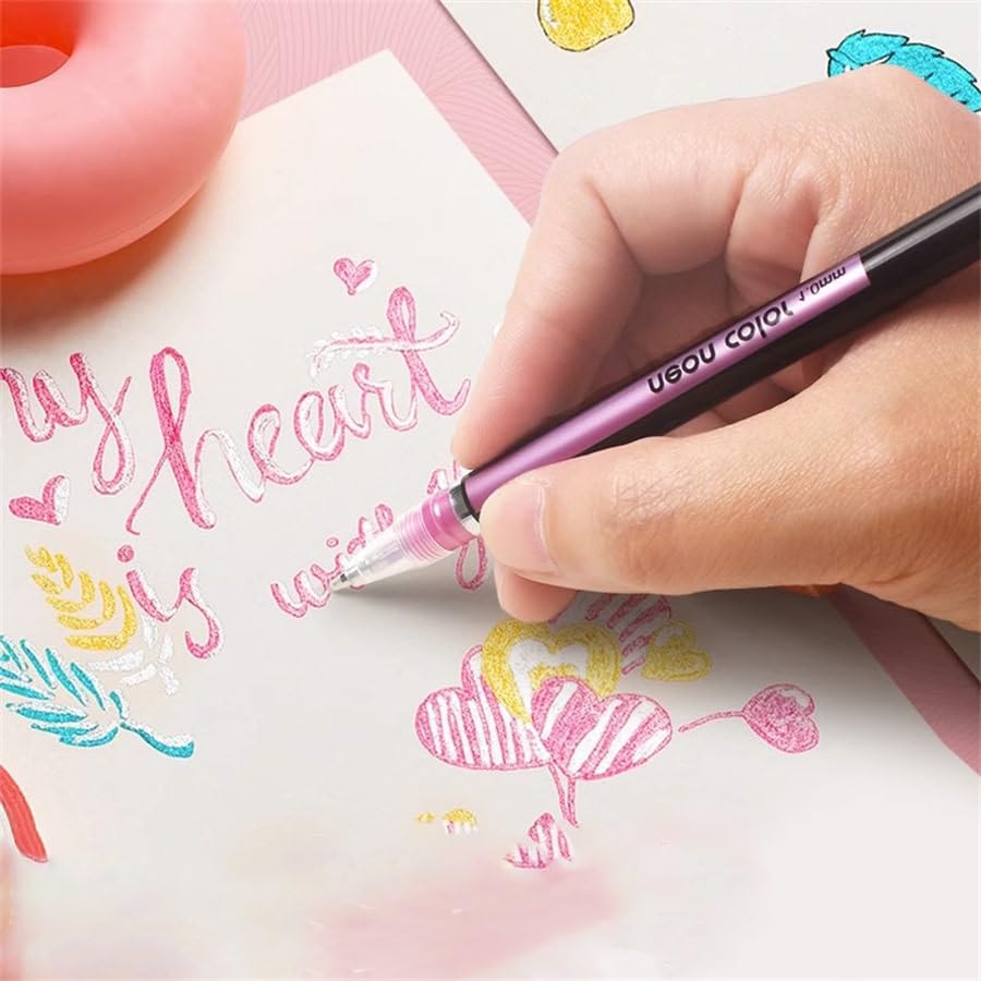Image of Corslet Colored Pens - Set of 48 Neon Gel Pen | Includes Fluorescent, Metallic, Glitter & Pastel Color Flash & Candy Style Custom Neutral Pens for DIY Art, Sketching, Drawing & Crafts