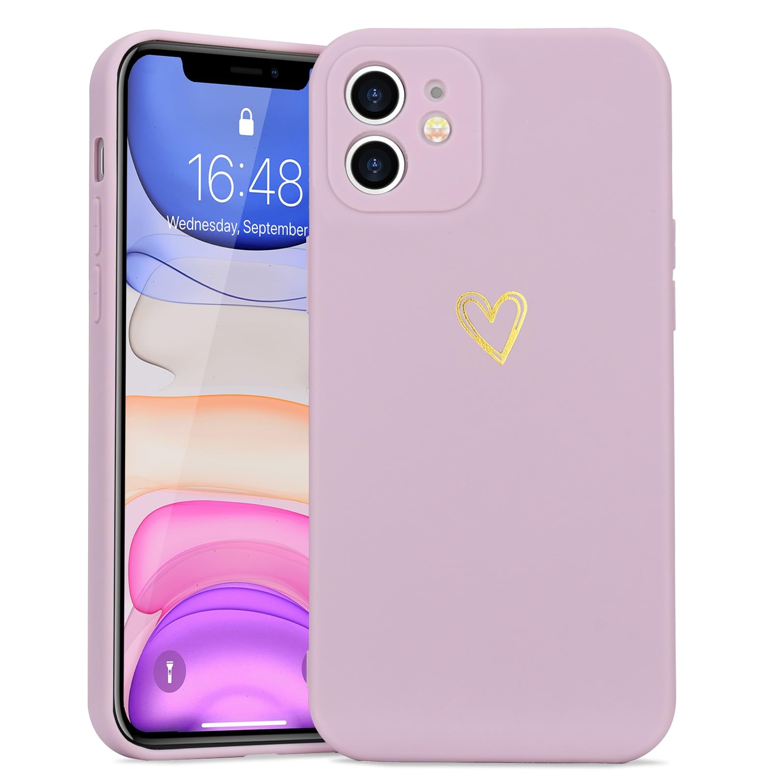 Wirvyuer for iPhone 11 Case Cute Slim Shockproof Phone Case with Wireless Charging Support and Protection, Purple