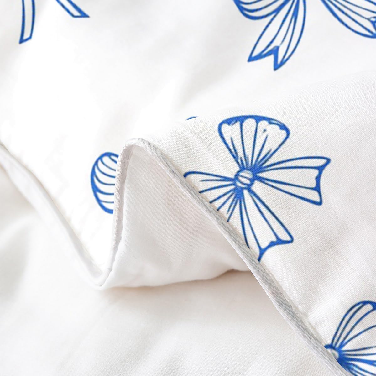 Castle Fairy Blue Bowknot Full Size Duvet Cover Cartoon Cute Bow Tie Pattern 100% Pure Cotton Comforter Cover Kids Sweet Princess Style Romantic Bedding Set with 2 Pillowcases for Teens Adults