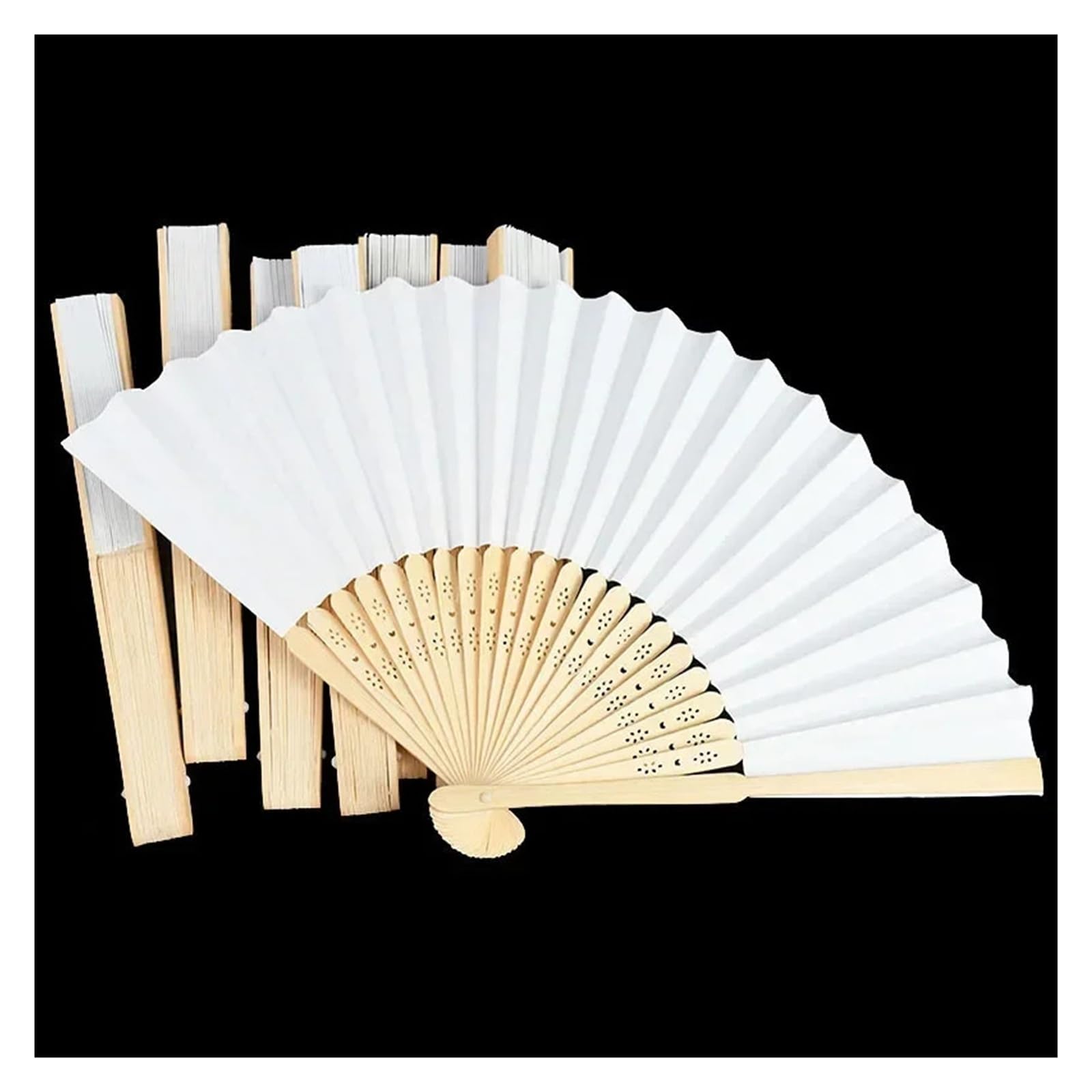 Éventail en Papier Pliable Blanc, 50 Pièces, Portable, Décoration De Mariage for Invités, Fête d'anniversaire pour Décorations