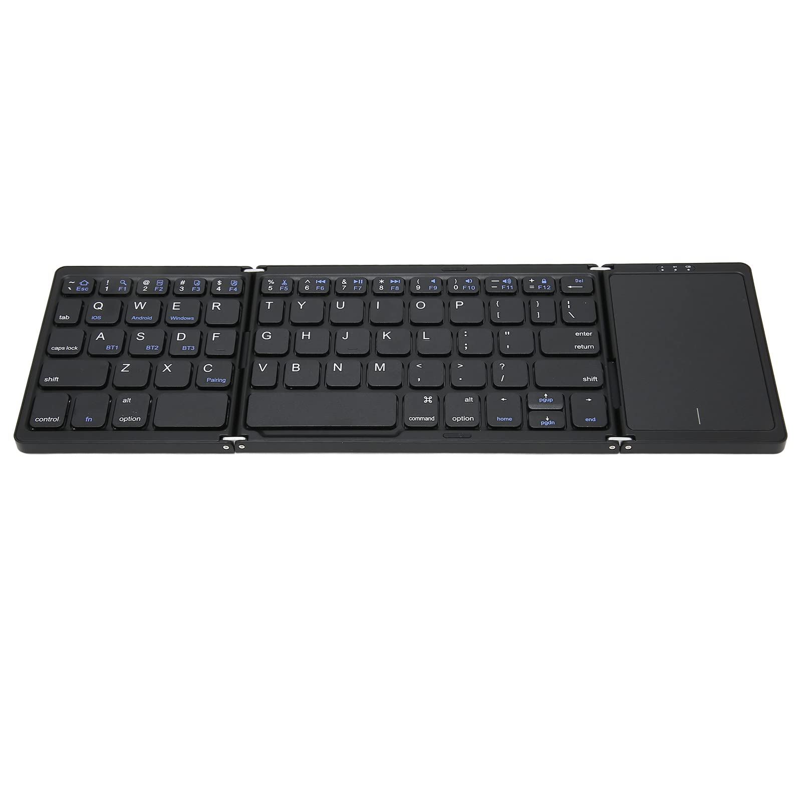 Tastiera pieghevole con touchpad, tastiera portatile senza fili per Bluetooth, tastiera pieghevole senza fili a grandezza naturale con USB C ricaricabile, supporta 3 dispositivi