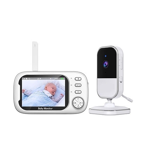 Babá Eletrônica para Bebês com Tela LCD de 3.5", Câmera Infravermelha 10M, Visão Noturna, ...