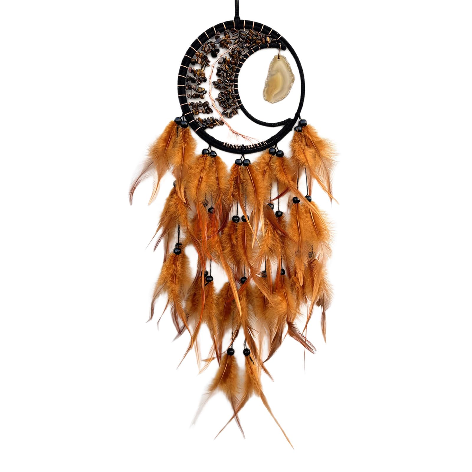 Tsophreniq Decorative Feathered Pendant Tassels Dreamcatchers with Crystal Stone for Bedroom Wall or Car Hanging Ornament Crystal Stone Dreamcatchers